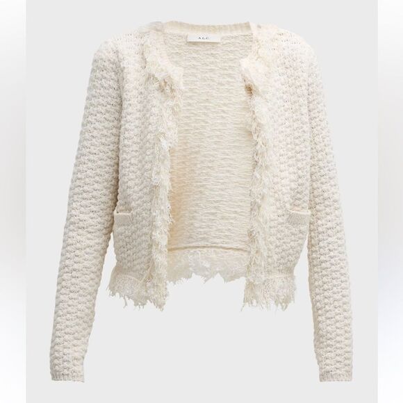 NWT A.L.C. April Fringe Open-Front Cardigan Cream Small - Picture 10 of 13